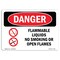 Signmission OSHA Sign, 10" Height, 14" Width, Aluminum, Flammable Liquids No Smoking Or Open Flames, Landscape OS-DS-A-1014-L-1244 - alternate 1